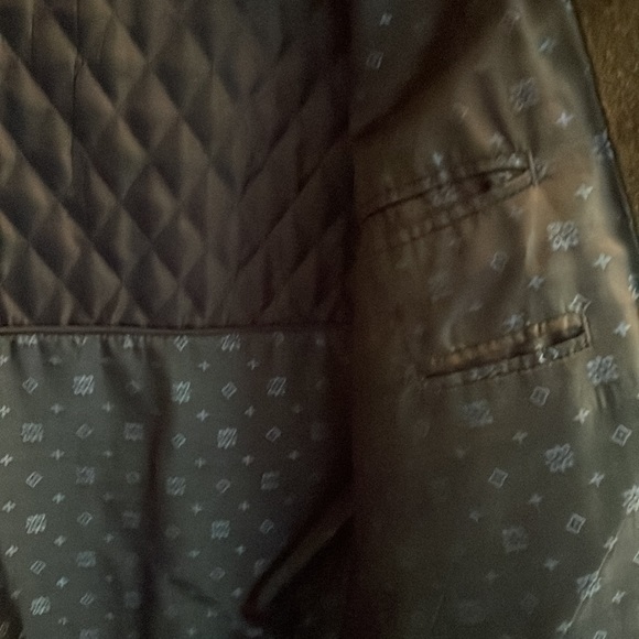 Enzo Tovare zippered waist length peacoat.  Charcoal gray plaid pattern. - Picture 5 of 6